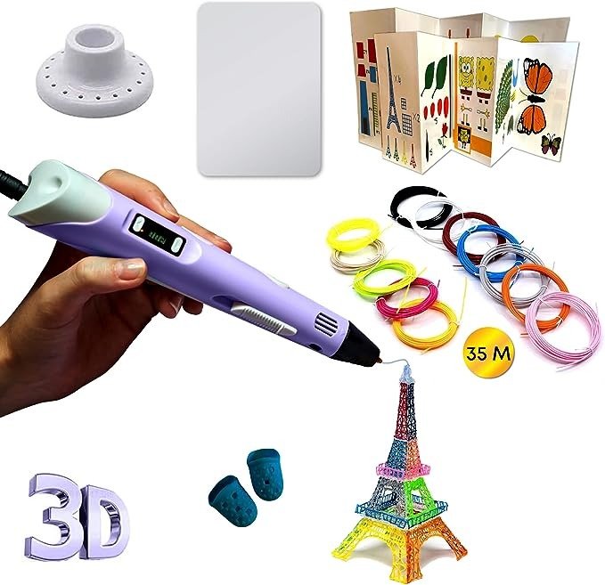 Bolígrafo 3D morado con filamentos para crear figuras - Imagen 2