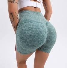 Leggings cortos push up de cintura alta turquesa