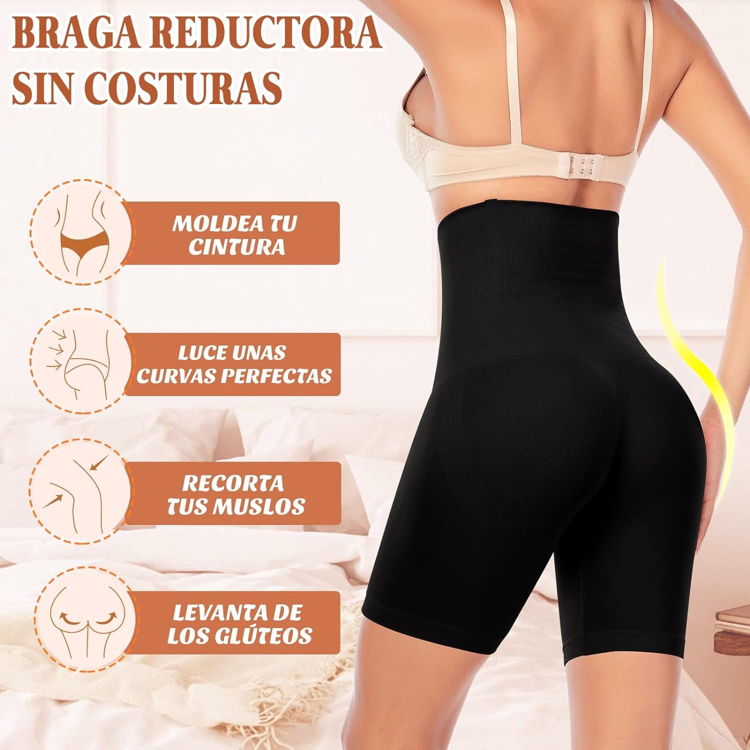 Faja de compresión negra de cintura alta