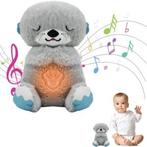 Peluche relajante para bebé que simula respiracion ( nutria gris )