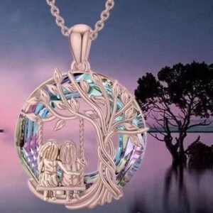 Collar Hermanas Columpio en el Árbol de la vida Oro Rosa