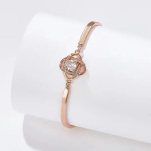 Pulsera Trébol de Cuatro Hojas Oro Rosado para Mujer