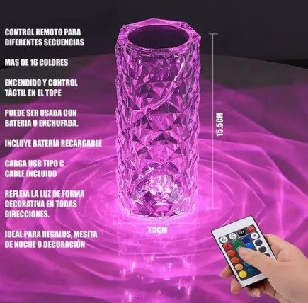 Lámpara LED con diamantes de cristal de 16colores - Imagen 3