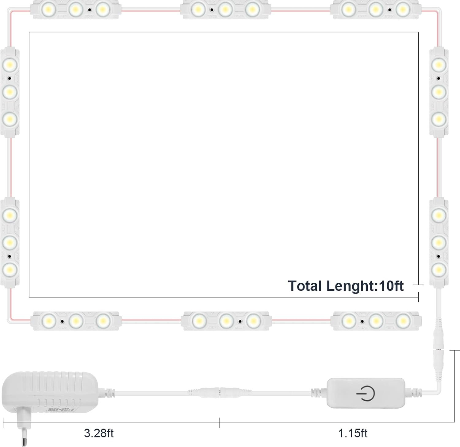 Kit 14 luces LED para espejo de maquillaje USB regulables - Imagen 4