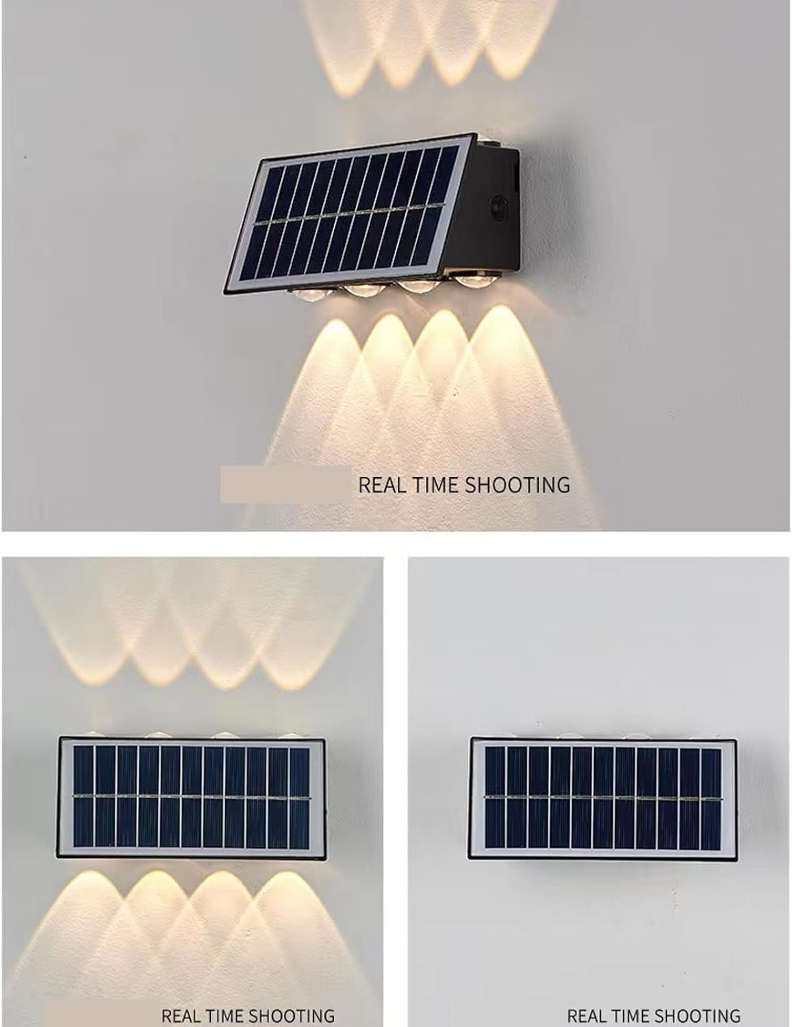 Lámpara solar exterior de pared 8 LED 300 lm IP65 – luz cálida - Imagen 2