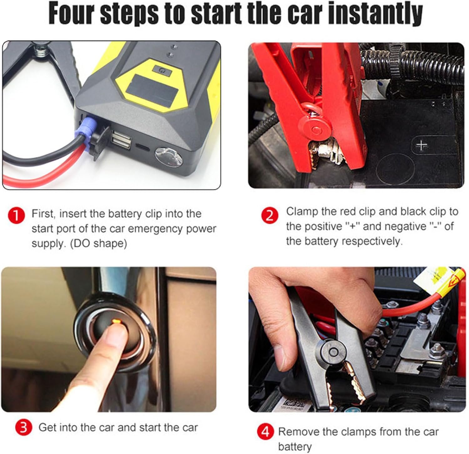Arrancador de batería 12 V para coche – portátil de emergencia - Imagen 2