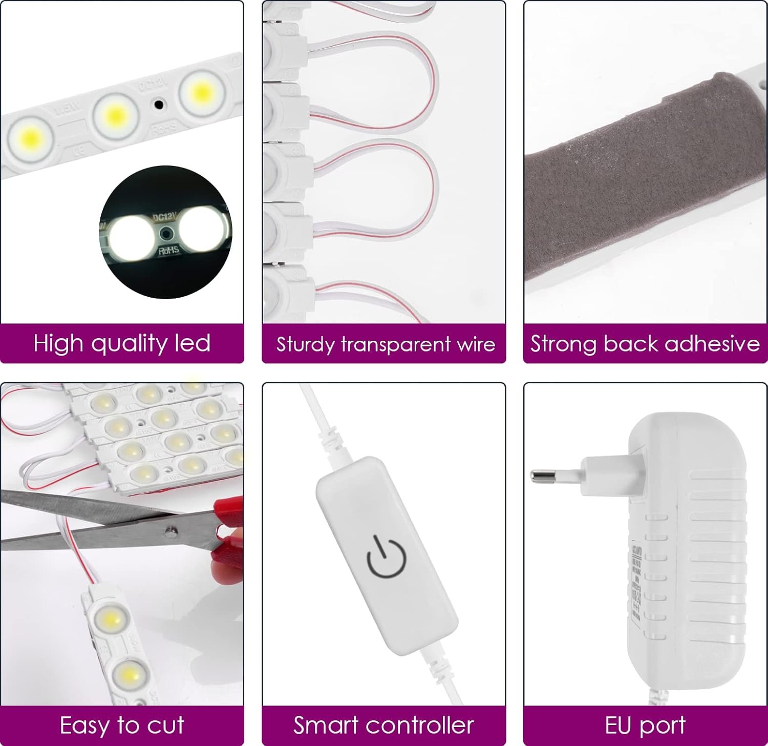 Kit 14 luces LED para espejo de maquillaje USB regulables - Imagen 3