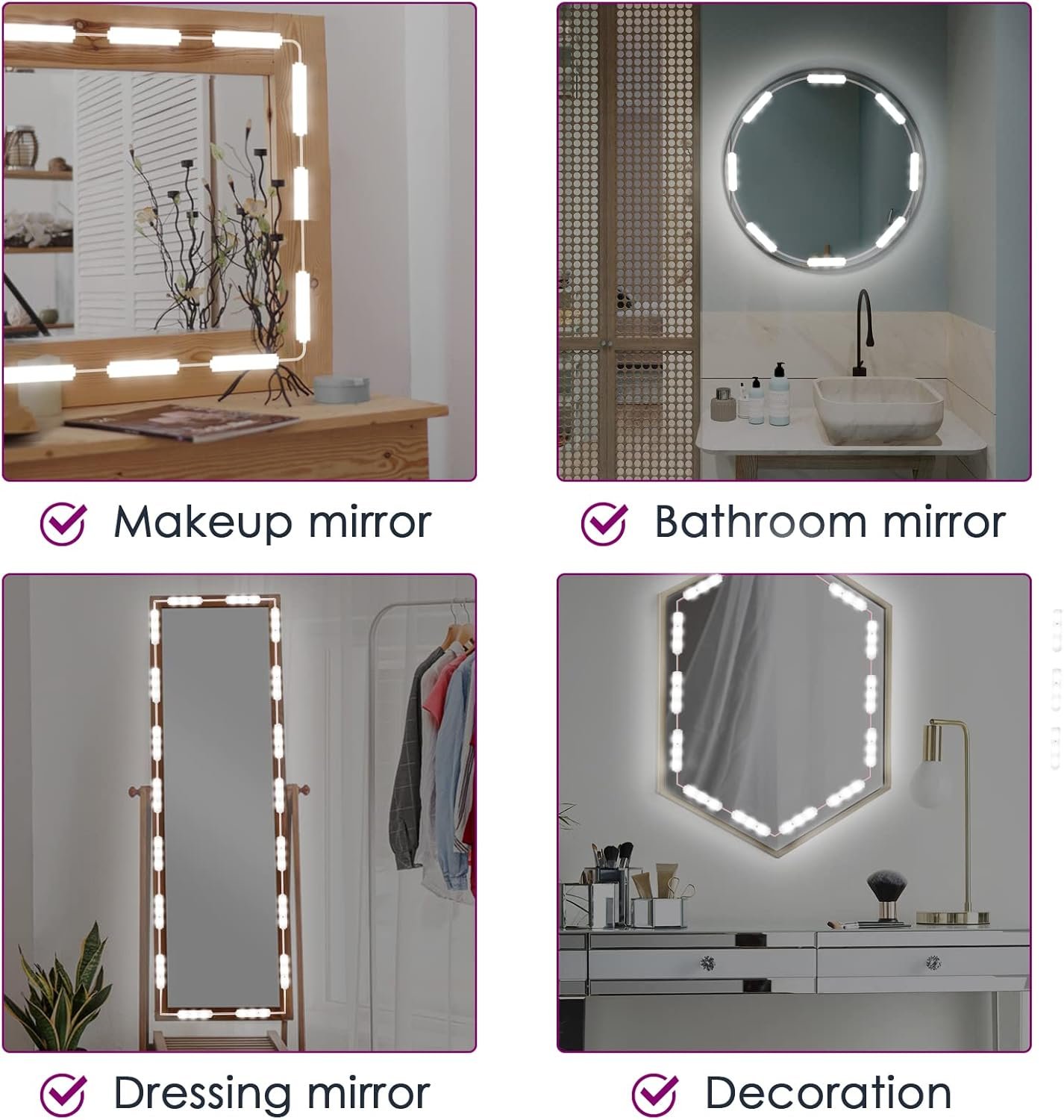 Kit 14 luces LED para espejo de maquillaje USB regulables - Imagen 2