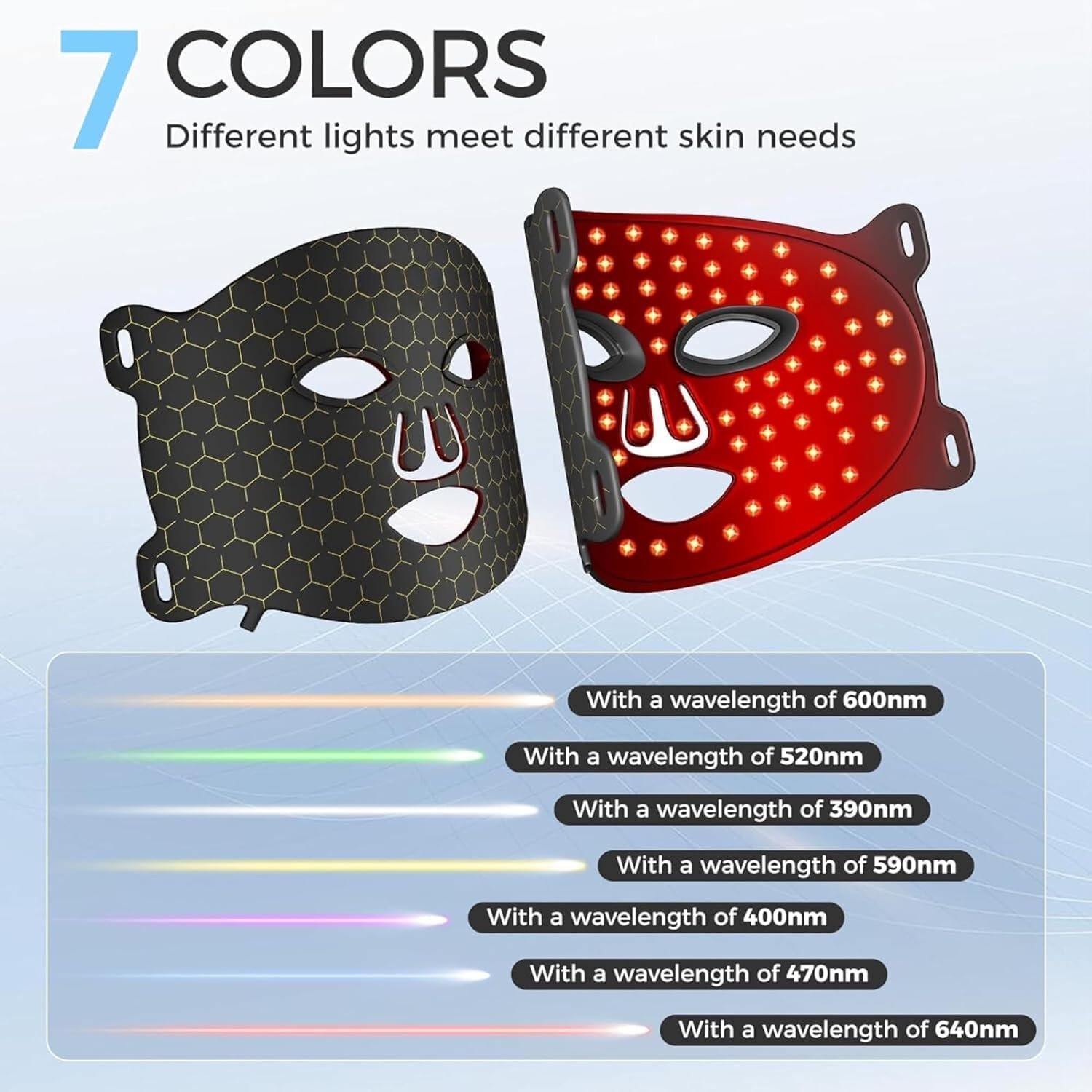 Máscara facial LED de luz roja con 240 LEDs, mando y USB-C - Imagen 2