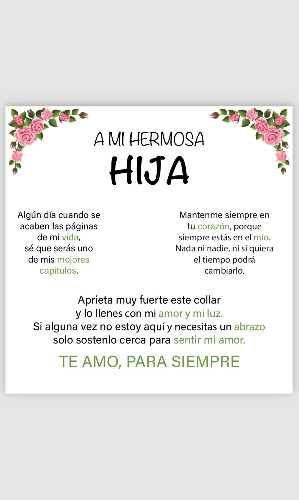 Dedicatoria a mi hermosa hija