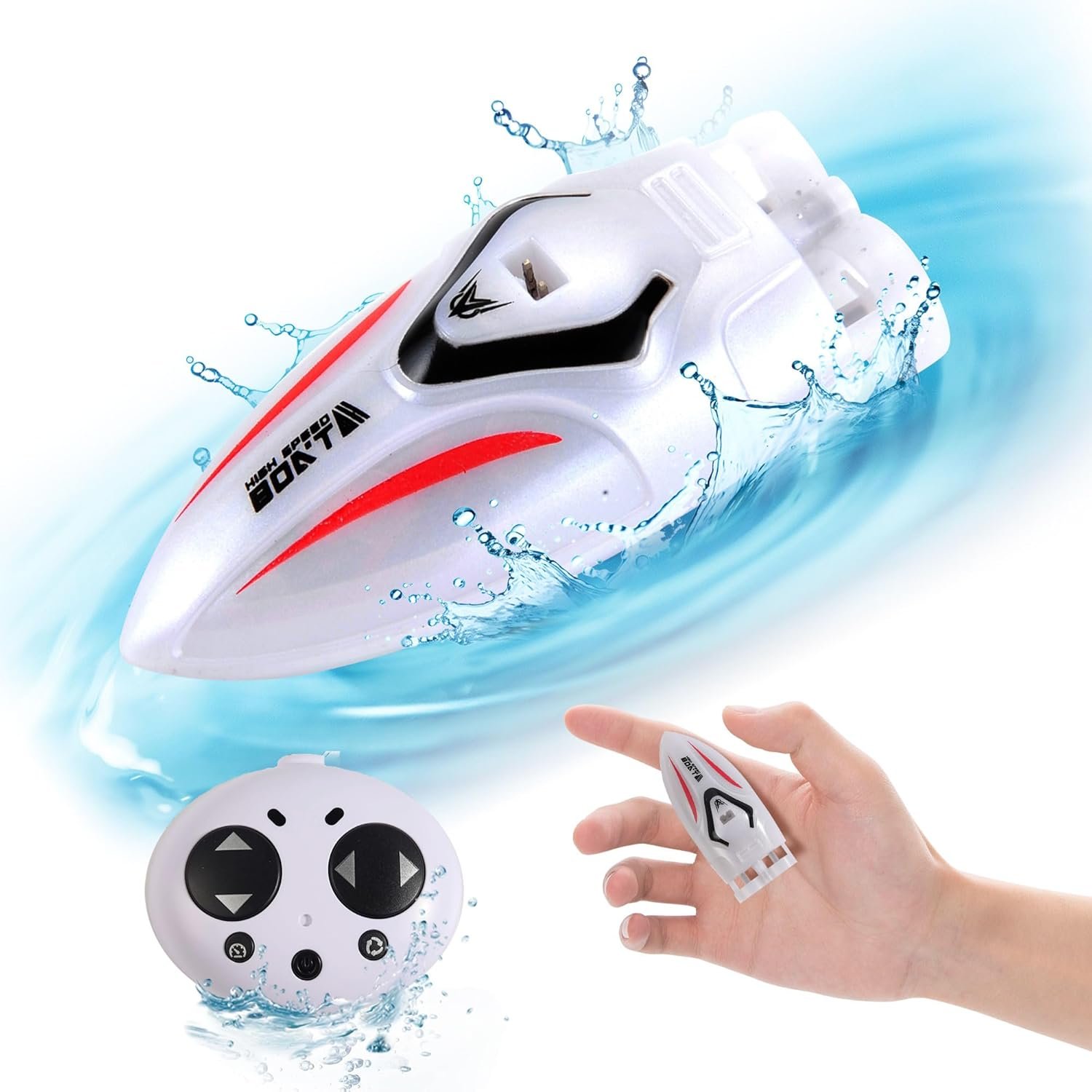 Mini barco RC 2,4 GHz con giro 360 grados, alcance hasta 50 metros y carga USB