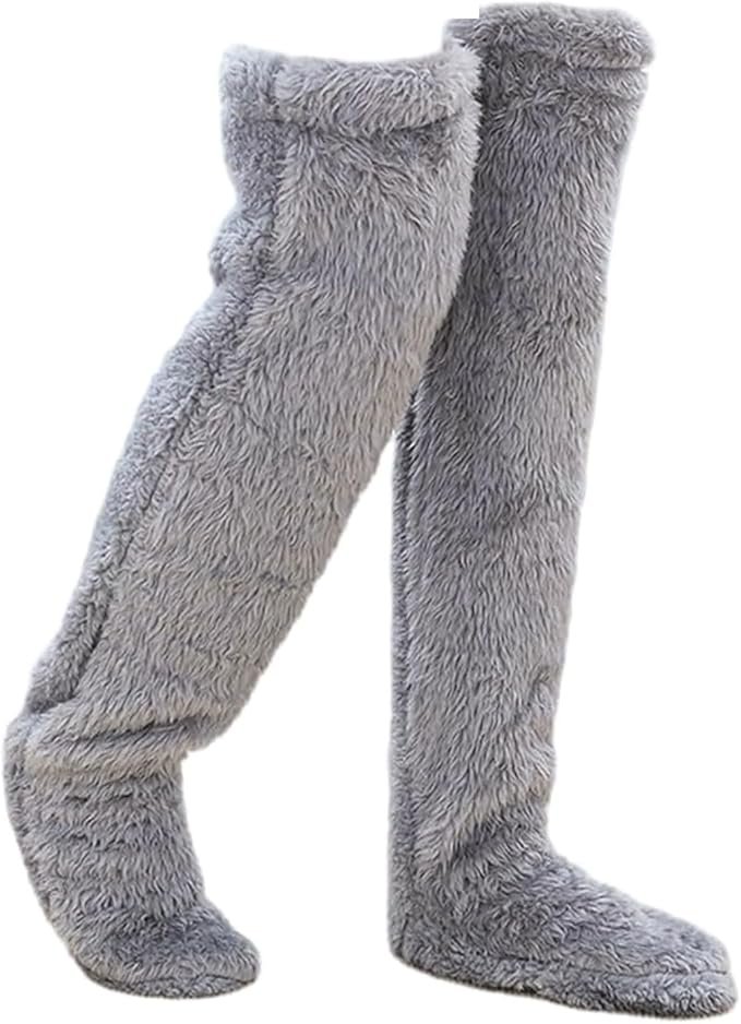 Calcetines altos de peluche para mujer – cálidos hasta la rodilla