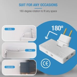 Enchufe plano giratorio 180° para pared y espacios reducidos