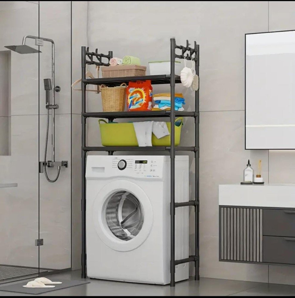 Estantería sobre lavadora blanca de 3 niveles para baño y lavandería
