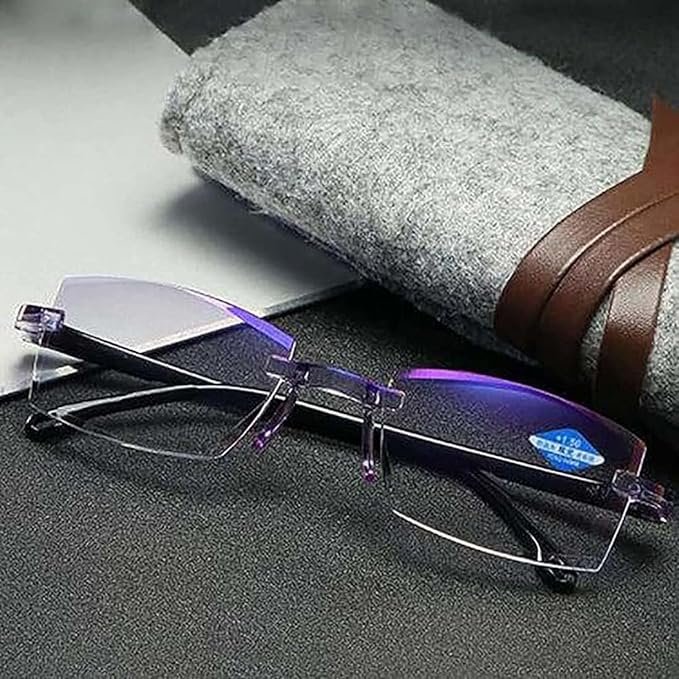 Gafas de lectura multifocales +2,50 negras con filtro de luz azul y funda protectora