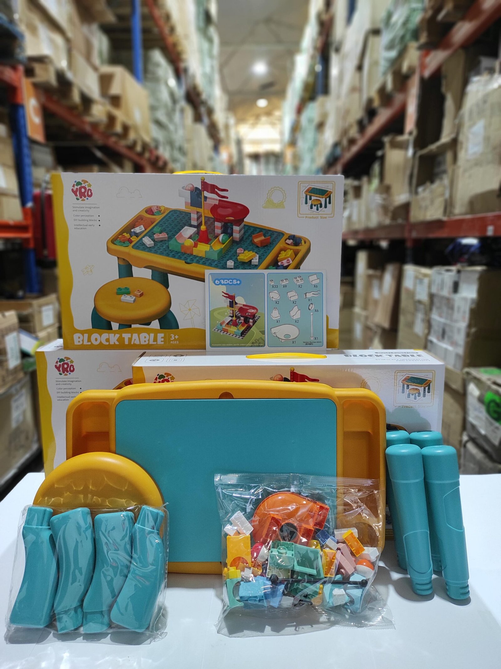 Juego de mesa y silla con bloques de construcion 63 pcs - Imagen 4