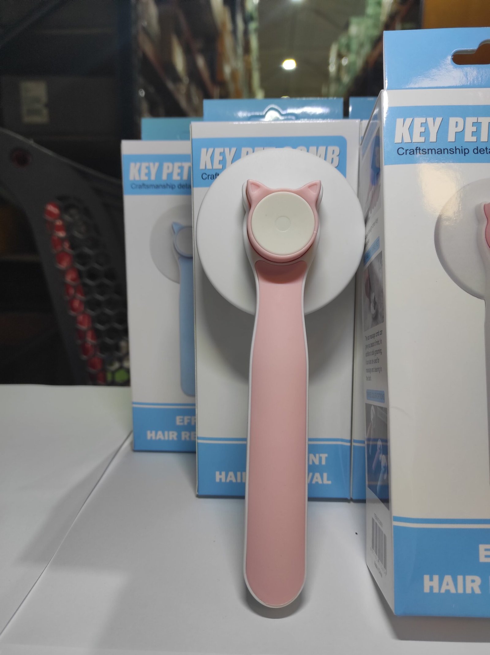 Cepillo para mascotas 2 en 1 rosa con peine desenredante - Imagen 5