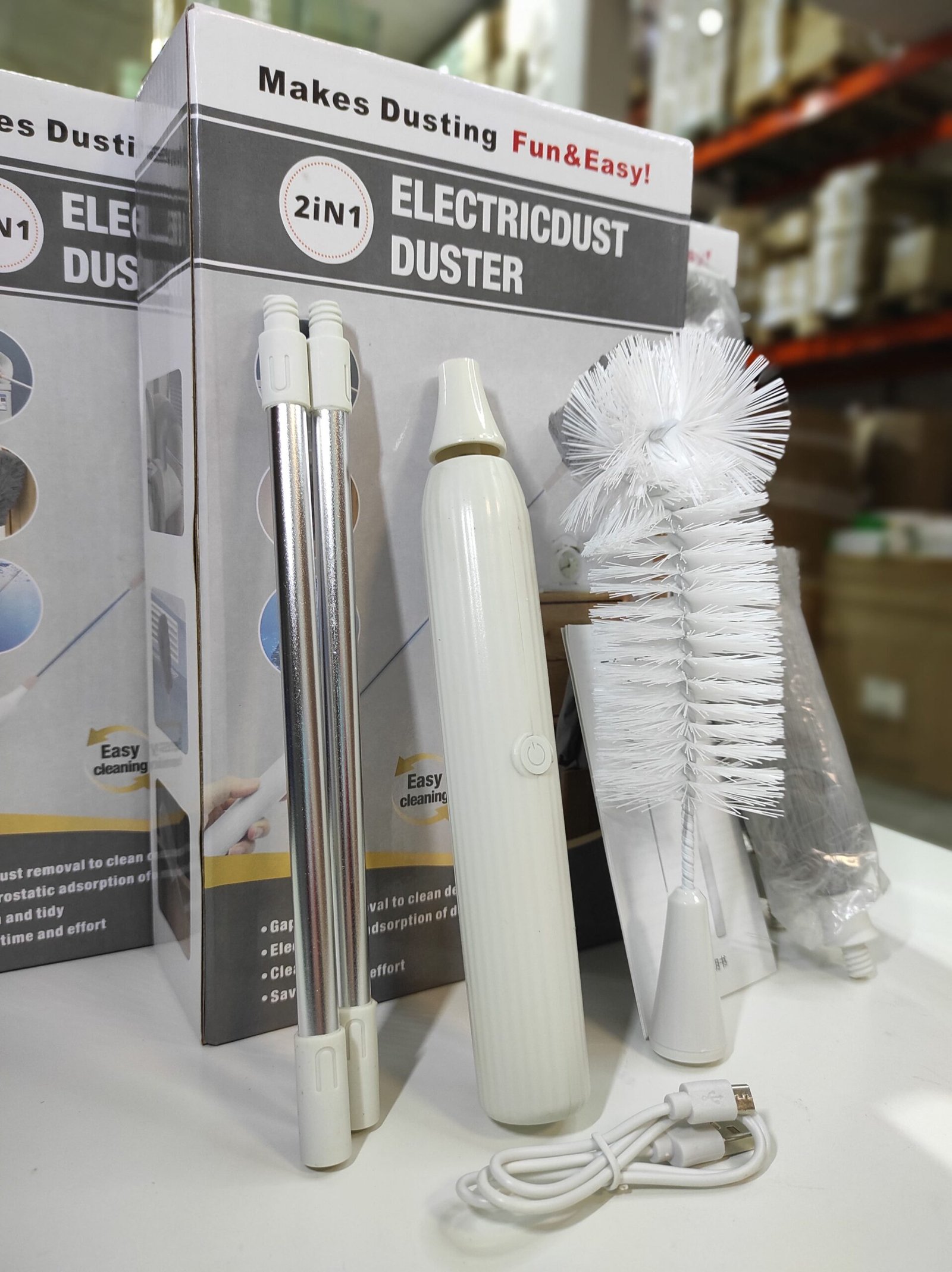 Plumero eléctrico recargable 2 en 1 con giro 360° y batería 1200 mAh - Imagen 2