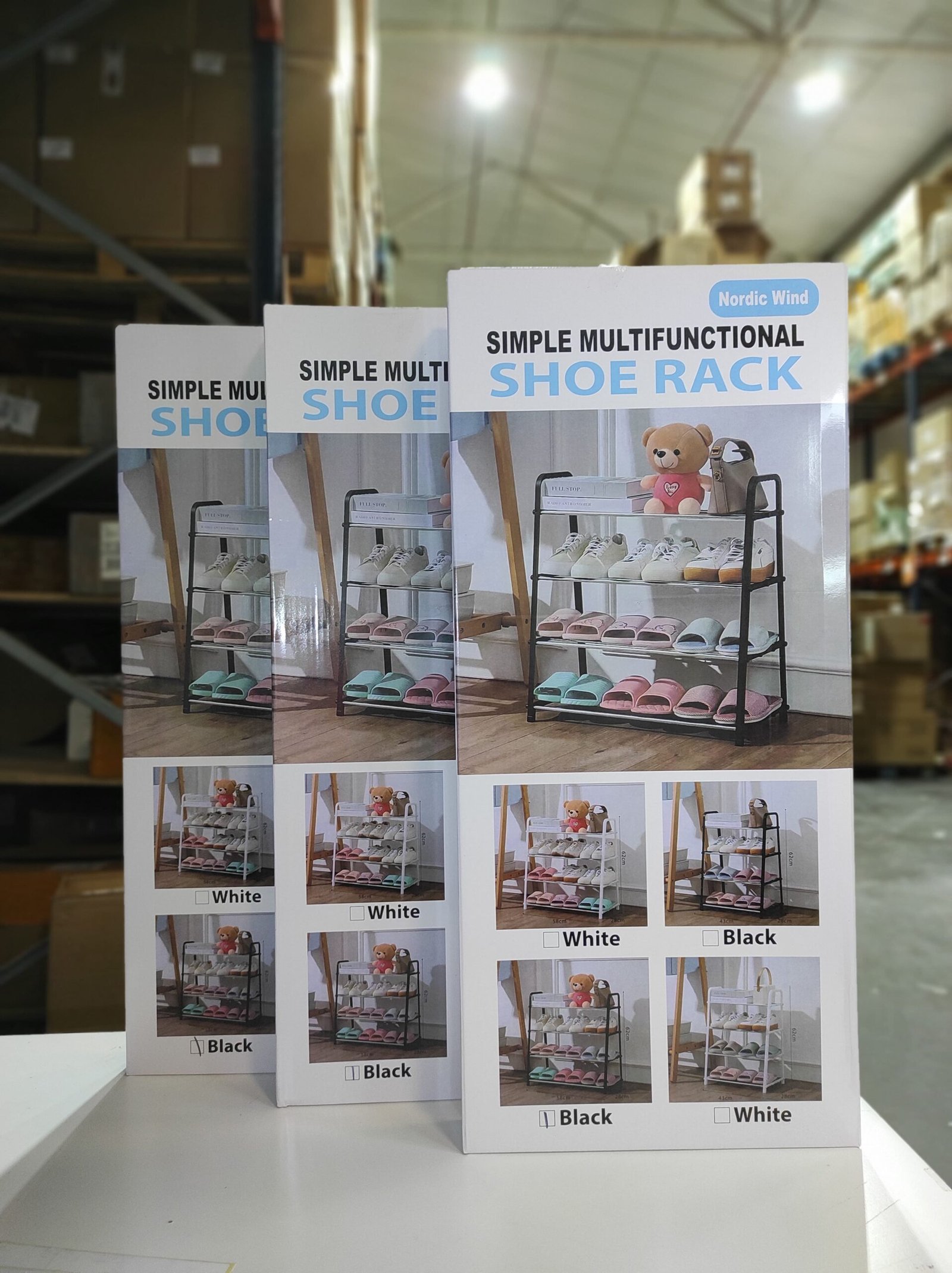 Zapatero multifuncional de 4 niveles negro – estructura ligera y desmontable - Imagen 3