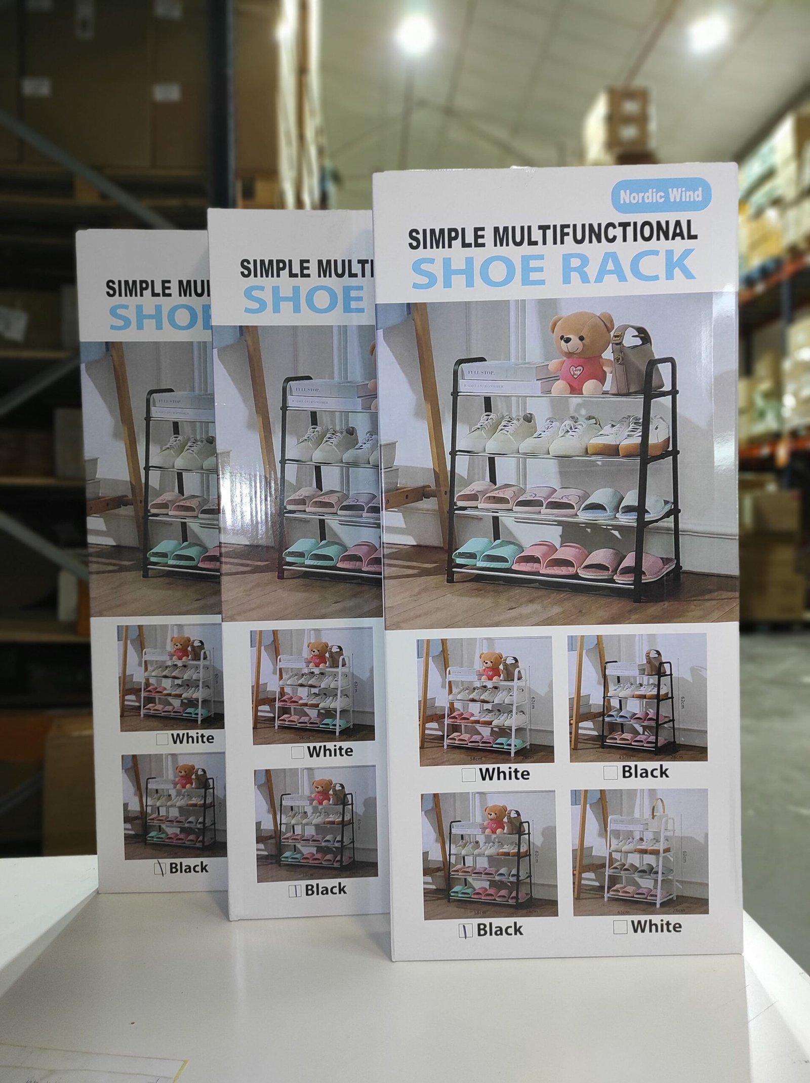 Zapatero multifuncional de 4 niveles negro – estructura ligera y desmontable - Imagen 4
