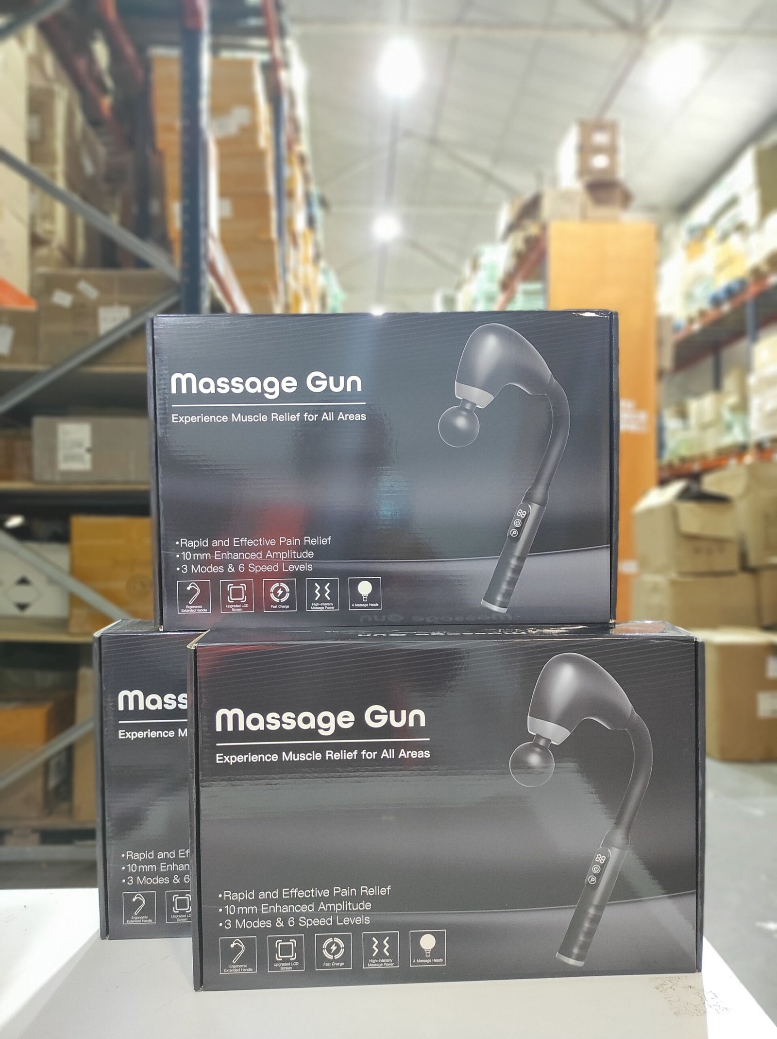Masajeador muscular recargable con mango largo, 5 niveles y 4 cabezales - Imagen 3