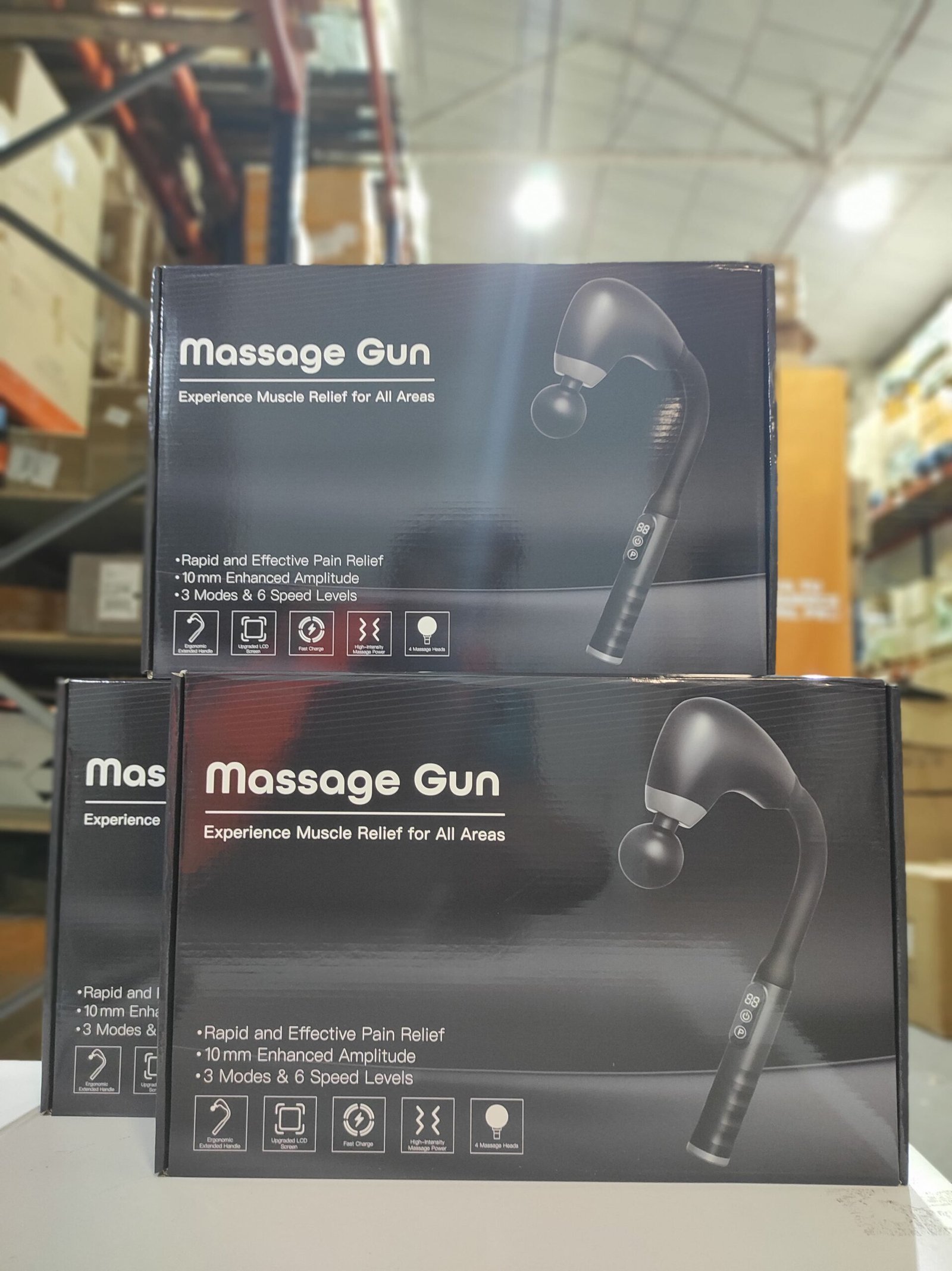 Masajeador muscular recargable con mango largo, 5 niveles y 4 cabezales - Imagen 4