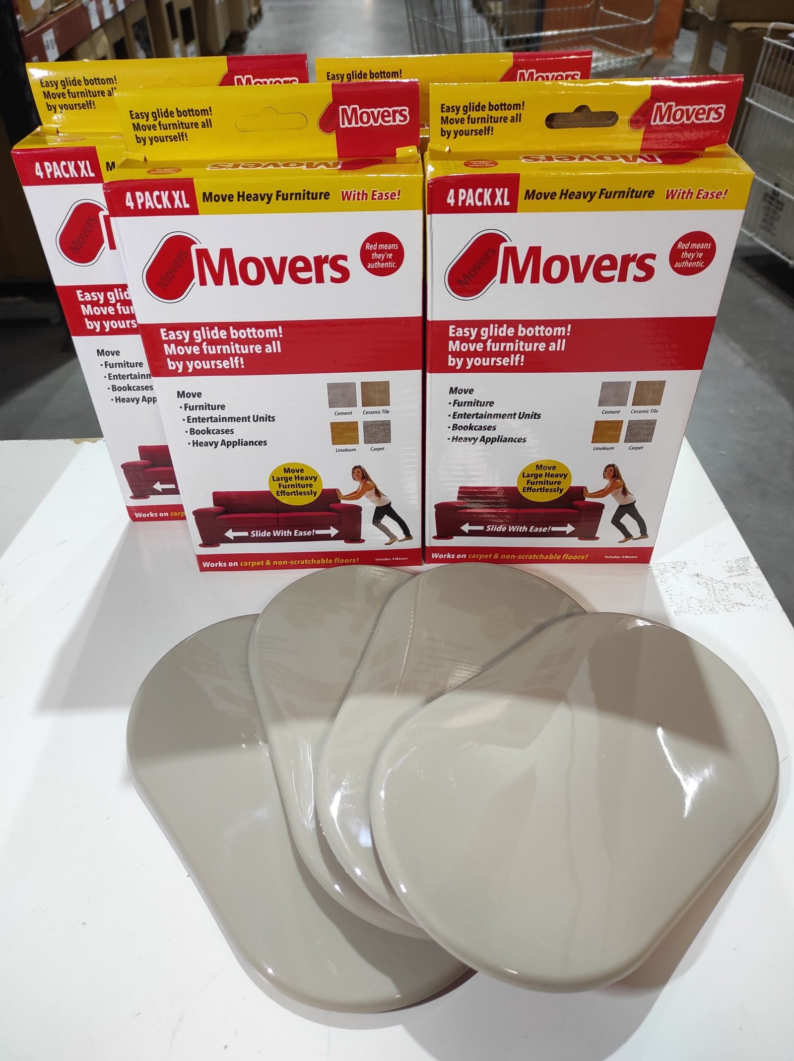 Pack 4 deslizadores para mover muebles – base deslizante roja - Imagen 2