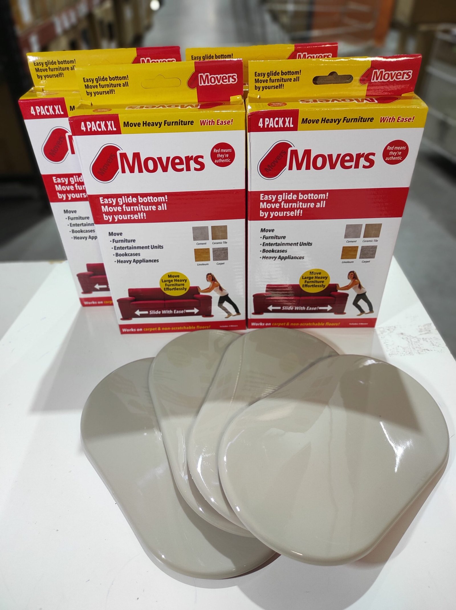 Pack 4 deslizadores para mover muebles – base deslizante roja - Imagen 3