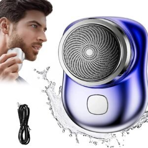 Mini afeitadora eléctrica portátil azul/plata