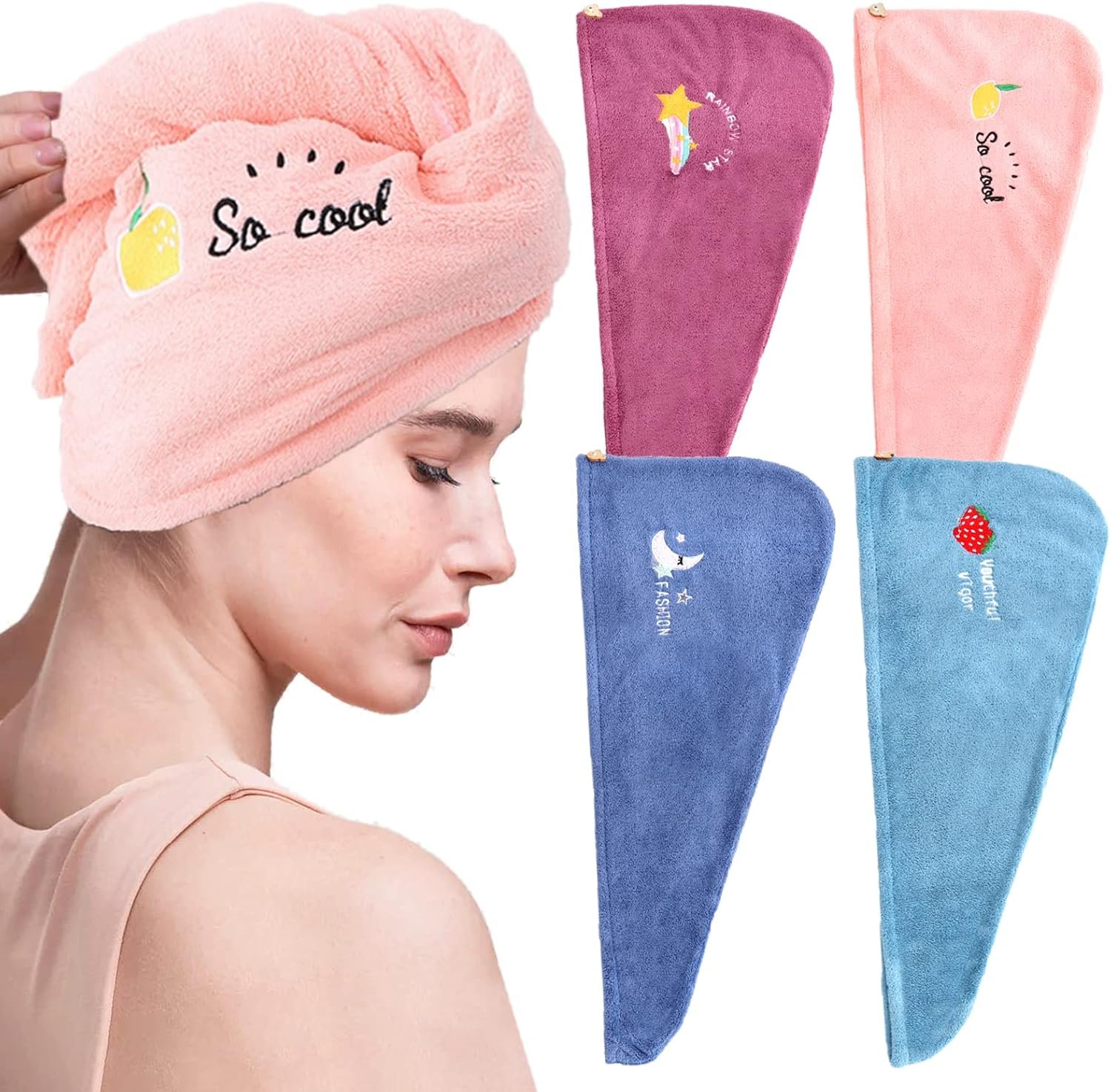 Set de 2 toallas turbante de microfibra para cabello – color surtido