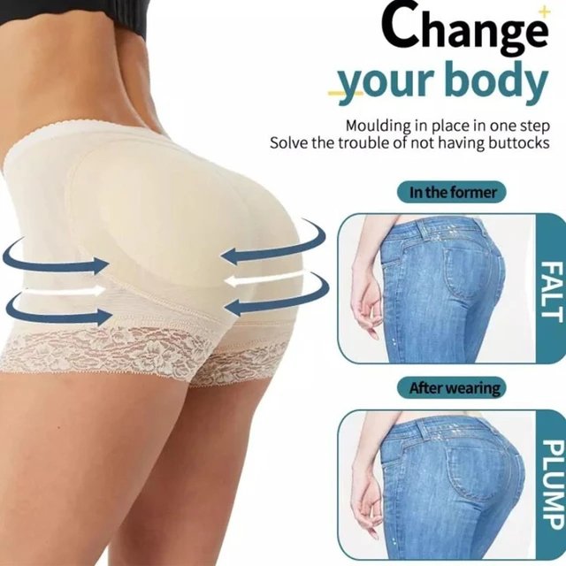 Faja culote push up beige con relleno de glúteos