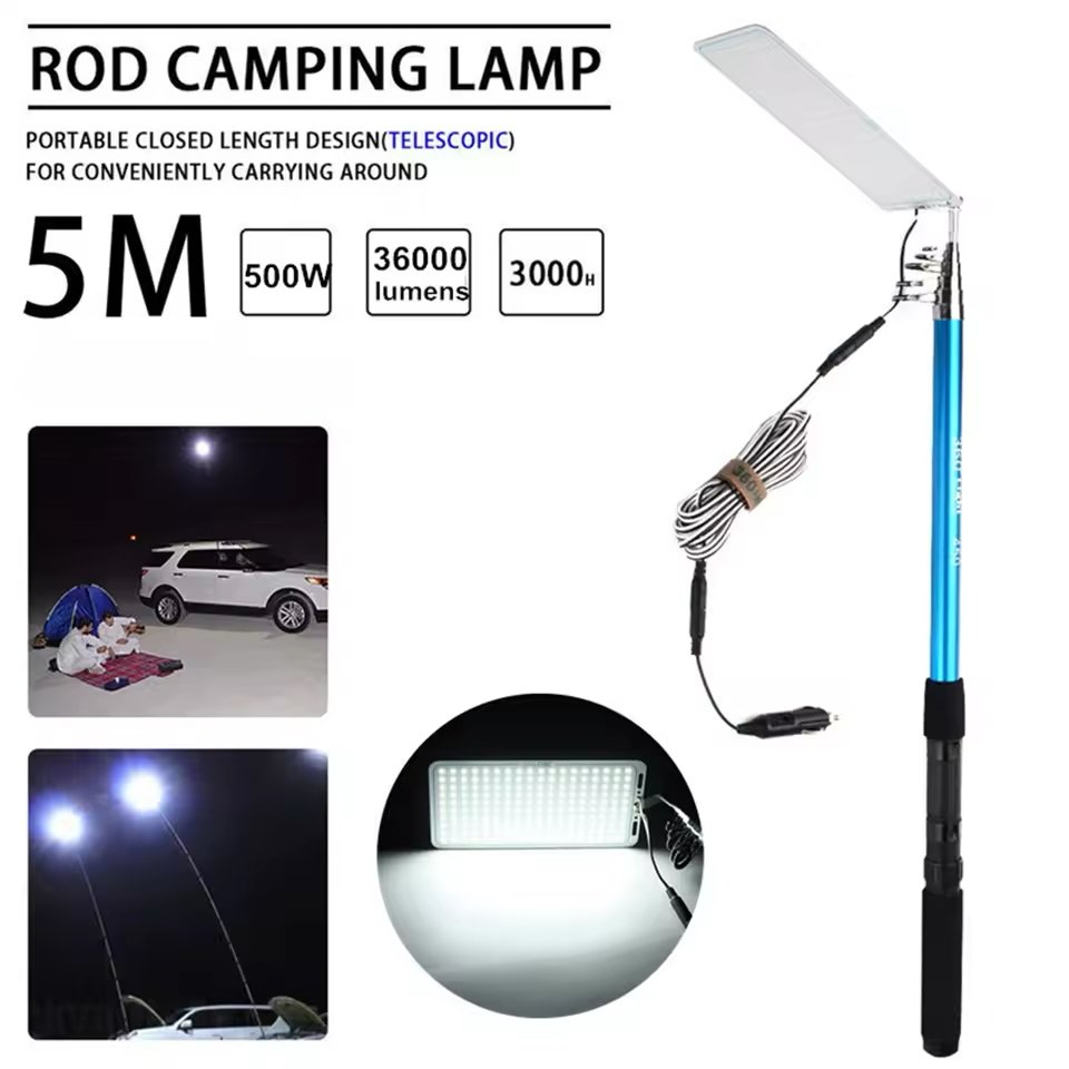 Lámpara LED telescópica de hasta 5 metros para camping y exterior