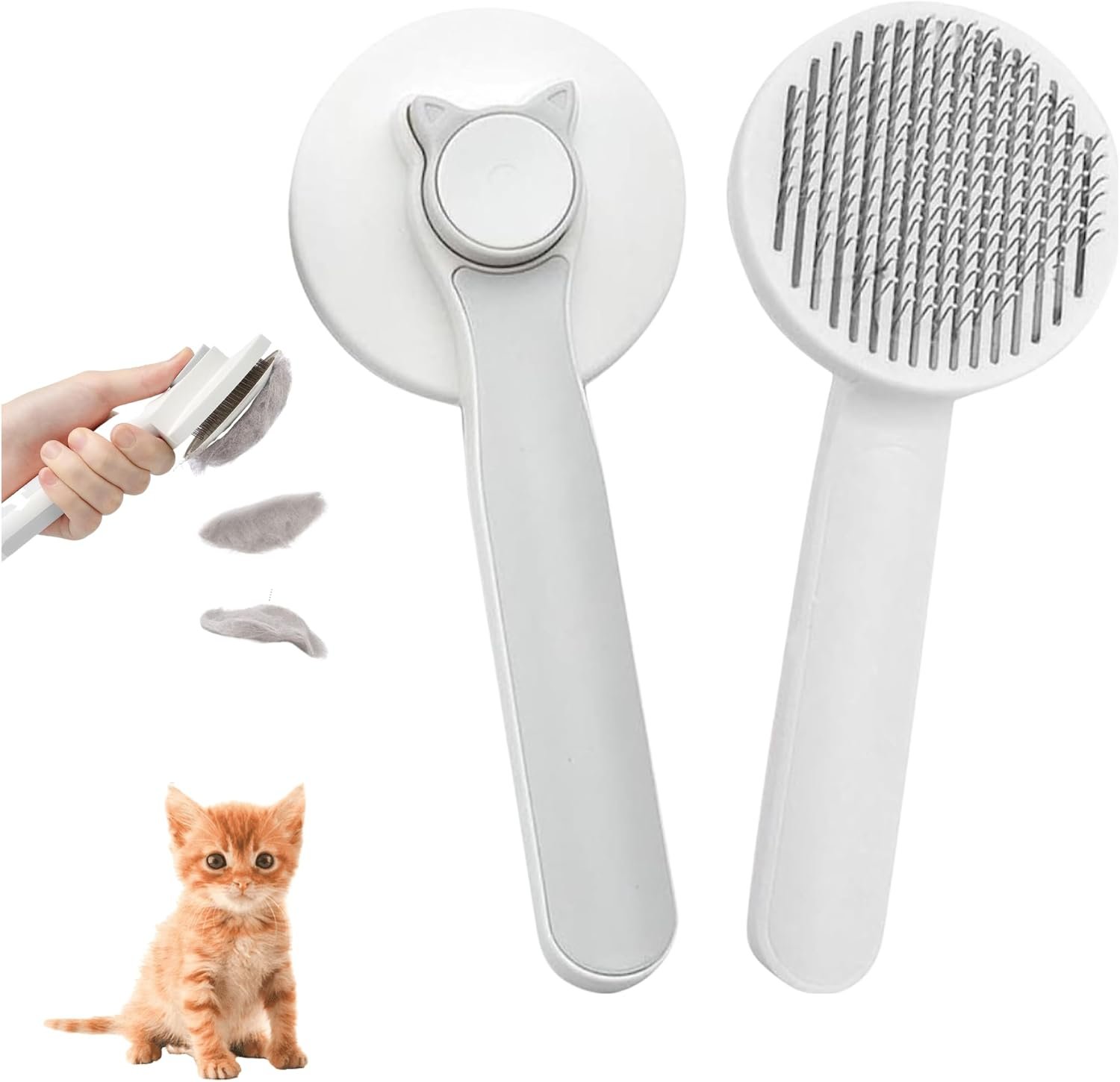 Cepillo autolimpiante 2 en 1 para perros y gatos con peine desenredante
