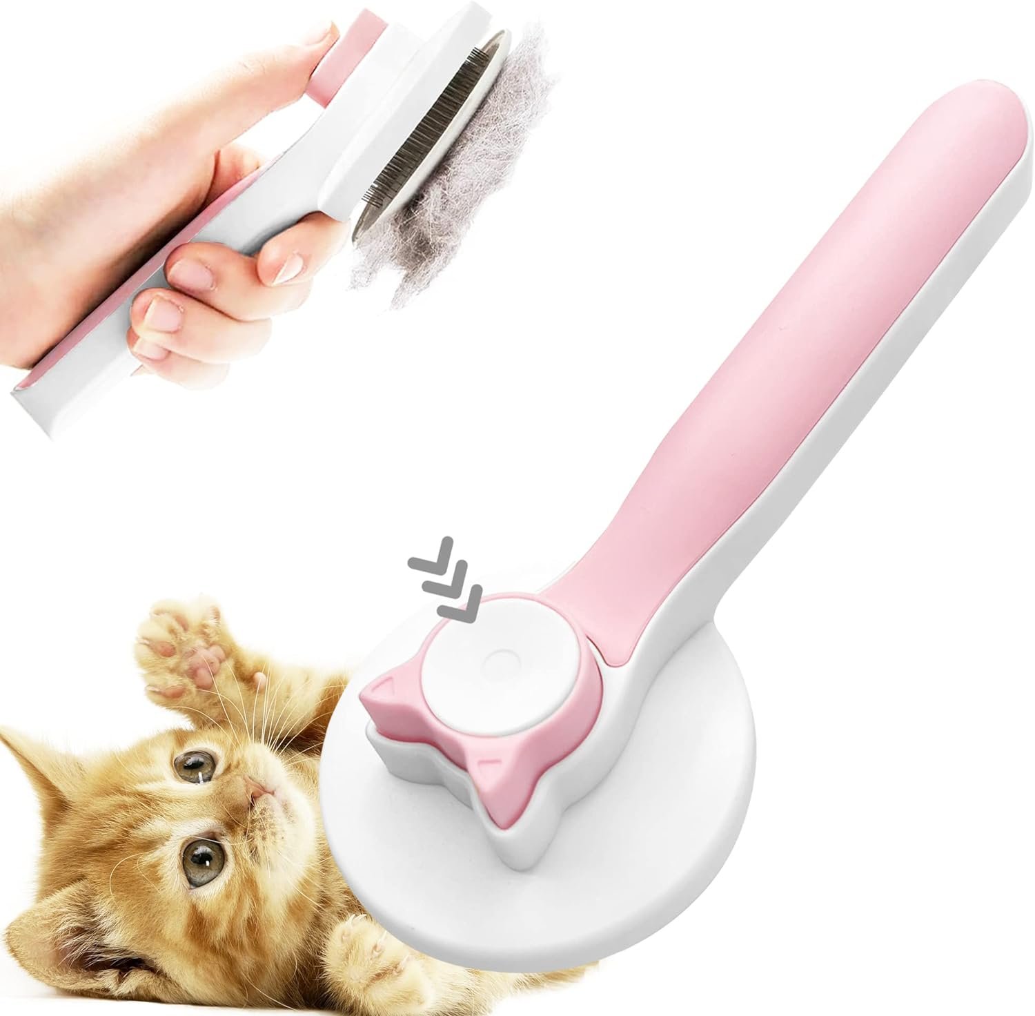 Cepillo para mascotas 2 en 1 rosa con peine desenredante