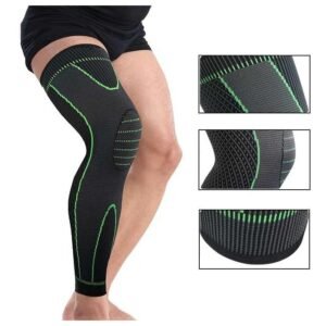 Rodillera deportiva elástica negra y verde