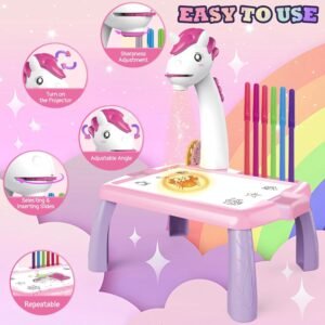 Escritorio de Aprendizaje Infantil Unicornio Rosa