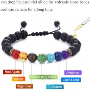 Pulseras de roca de lava 7 chakras
