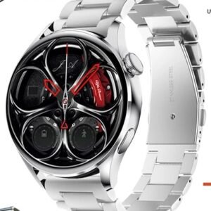 Smartwatch deportivo con correa metálica plata – vista principal