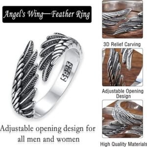 Anillo de pluma ajustable unisex con acabado plateado
