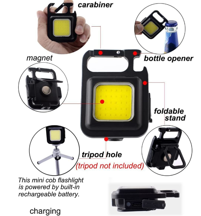 Mini linterna llavero COB LED recargable