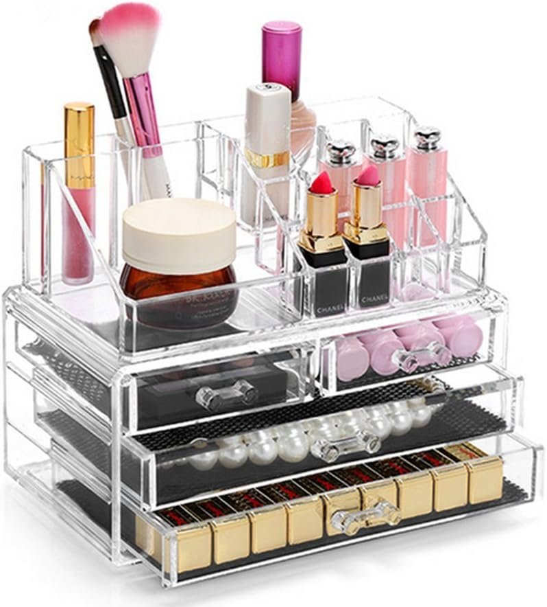 Organizador de maquillaje acrílico de 4 niveles