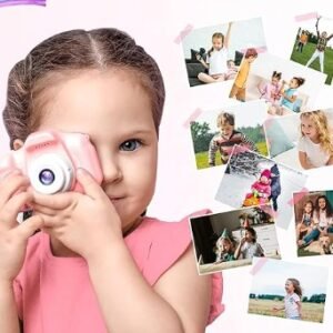 Cámara infantil 1080p con correa y pantalla de 2 pulgadas – gato rosa