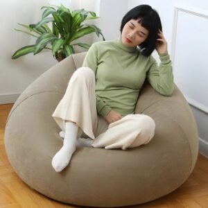 Sofá inflable individual de PVC flocado – marrón