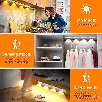 Luz LED magnética recargable de 60 cm con sensor de movimiento