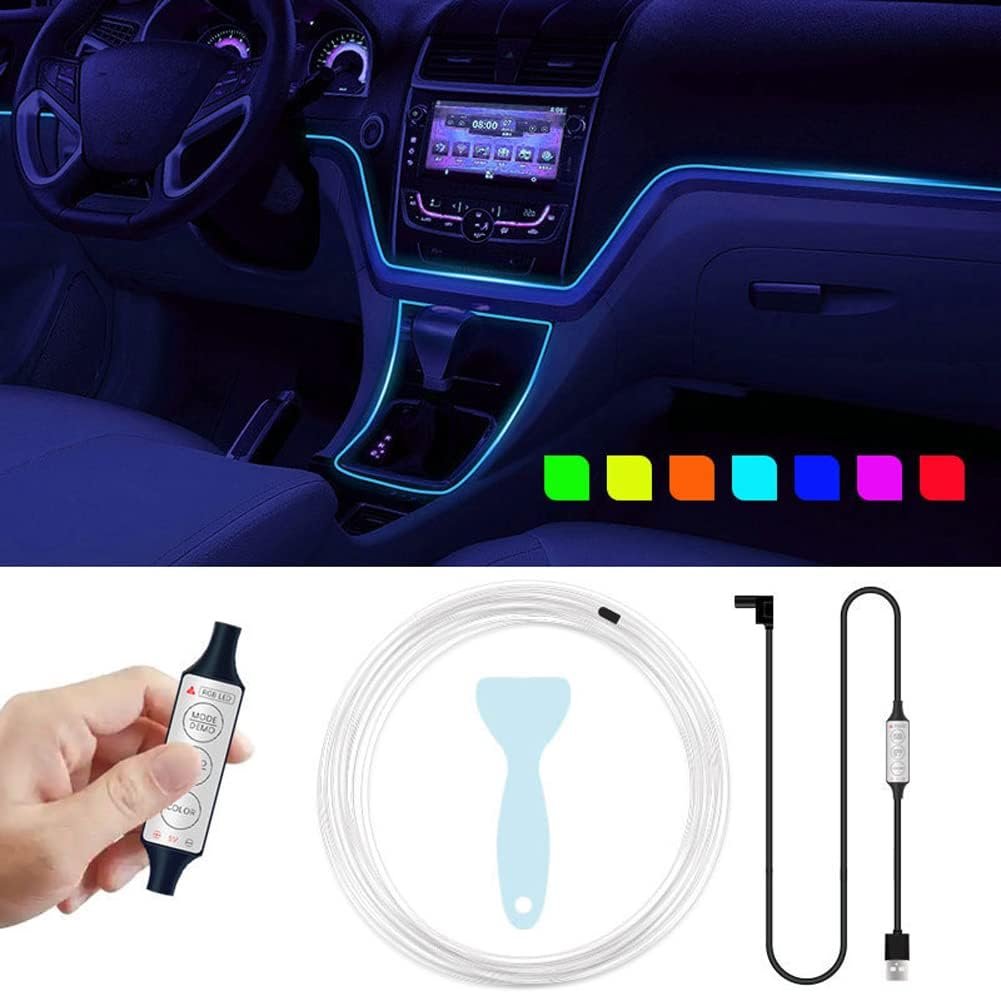 Tira LED RGB de 3 m para interior de coche – 7 colores - detalle 2
