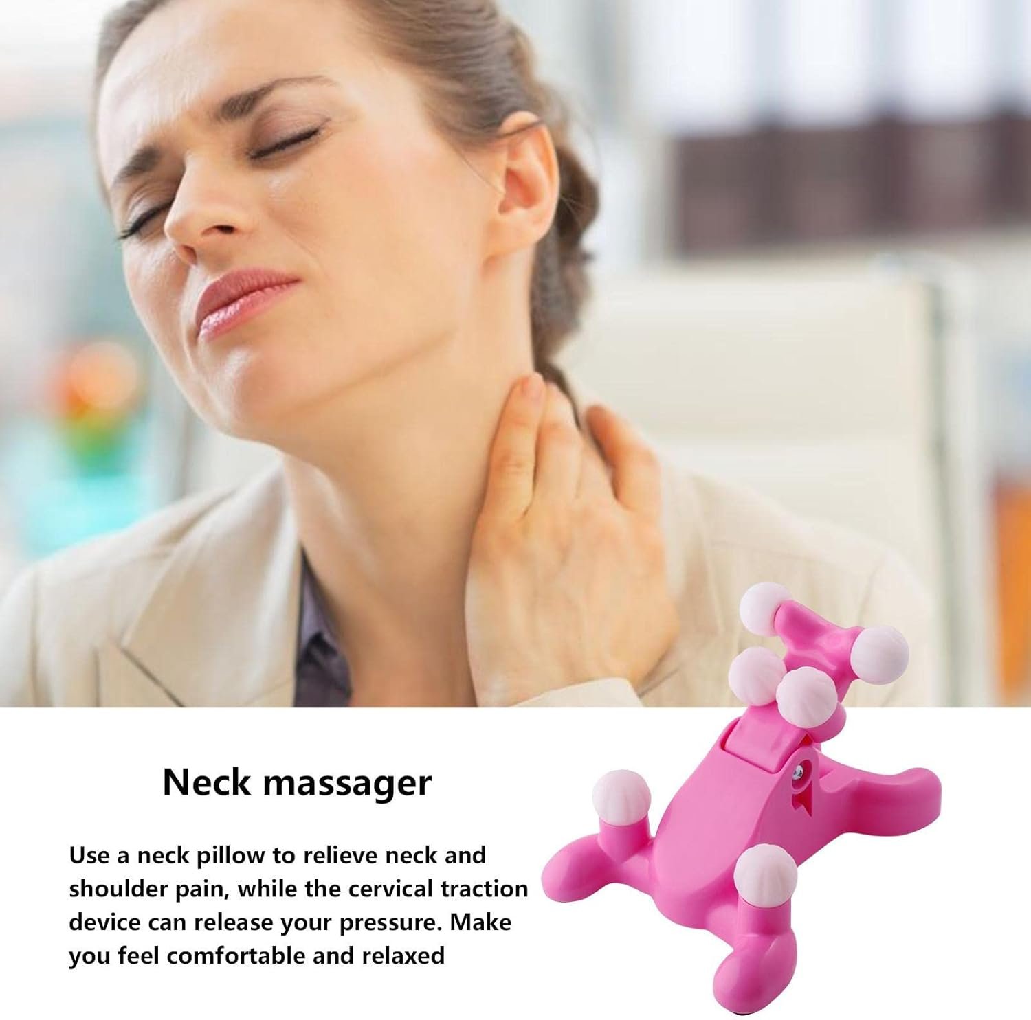 Masajeador manual de cuello con 6 puntos de presión – rosa - detalle 4