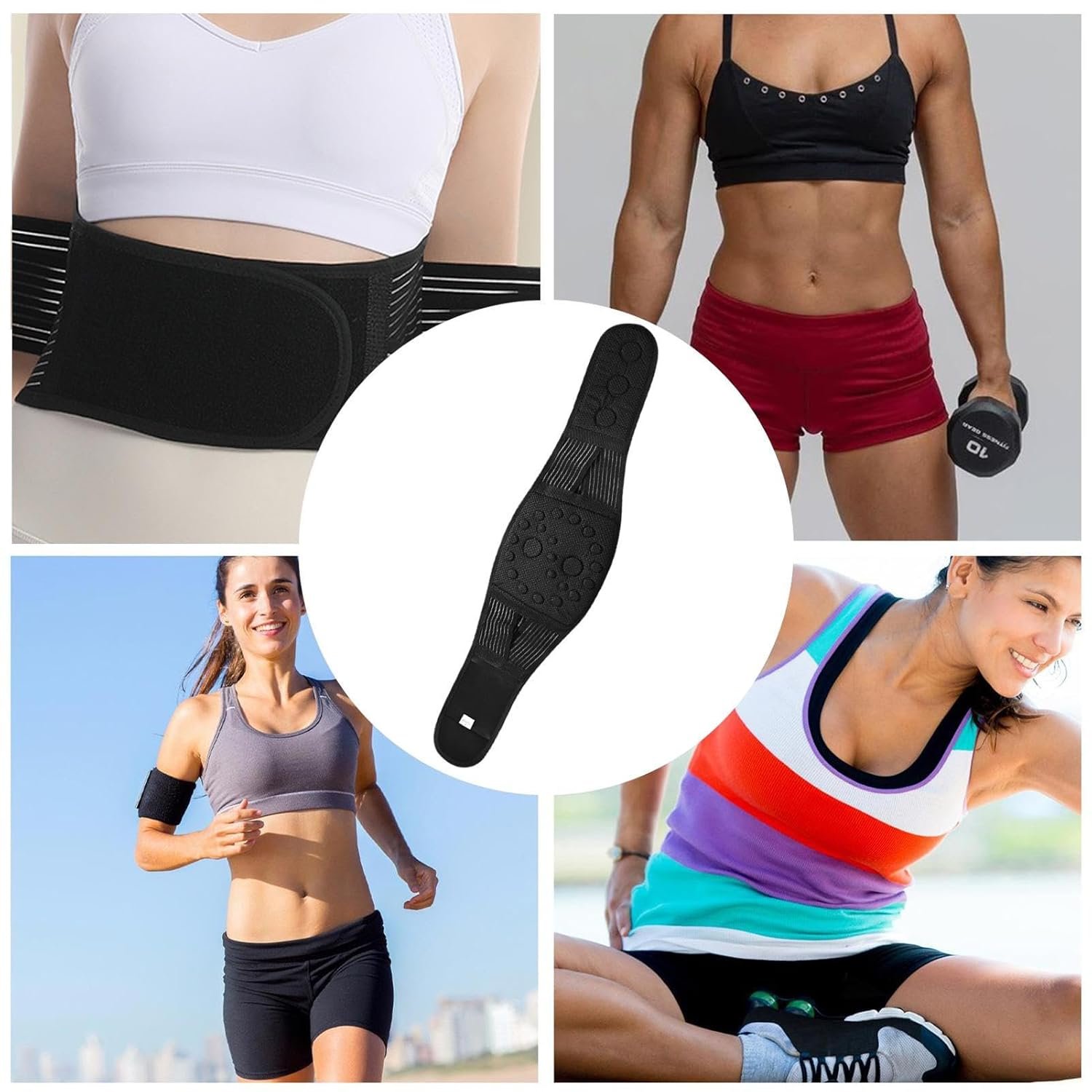 Faja lumbar elástica con refuerzos y elementos magnéticos – negra - detalle 4