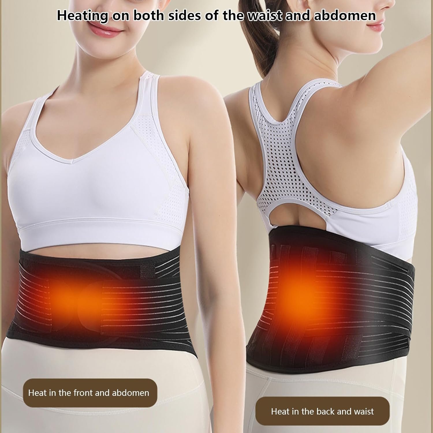 Faja lumbar elástica con refuerzos y elementos magnéticos – negra - detalle 2