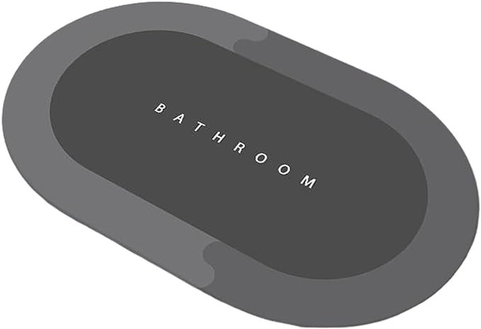 Alfombra de baño ovalada negra 40 × 60 cm con base antideslizante