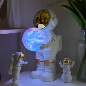 Lámpara LED astronauta con altavoz Bluetooth 5.3 – blanca